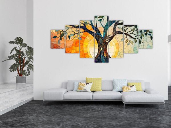 Obraz - Mozaika - slunce a strom I. (210x100 cm)