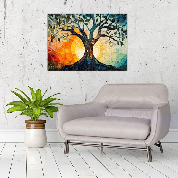 Obraz - Mozaika - slunce a strom I. (70x50 cm)