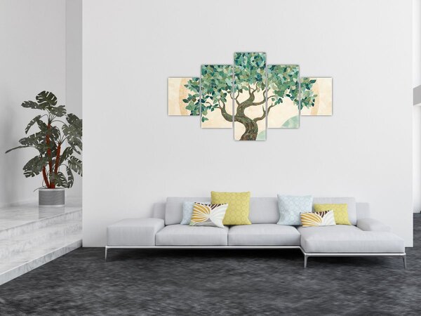 Obraz - Elegantní mozaika se stromem (125x70 cm)