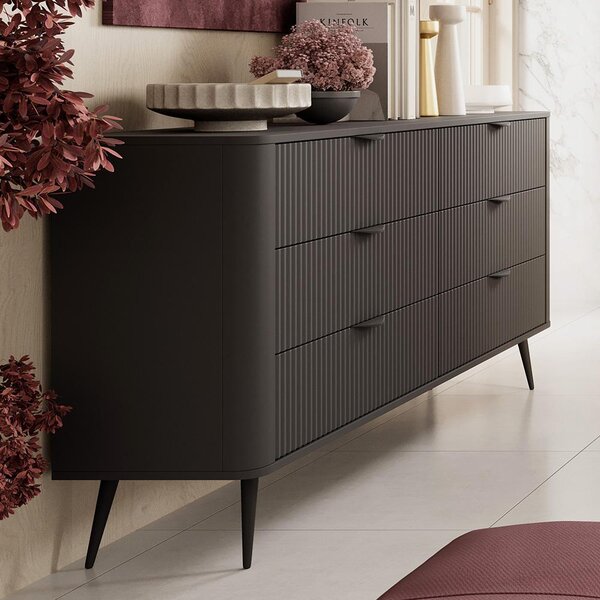 LANTE č | komoda B 163 6S | 163,2 cm | černá