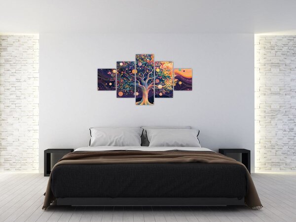 Obraz - Fialový strom plný energie (125x70 cm)
