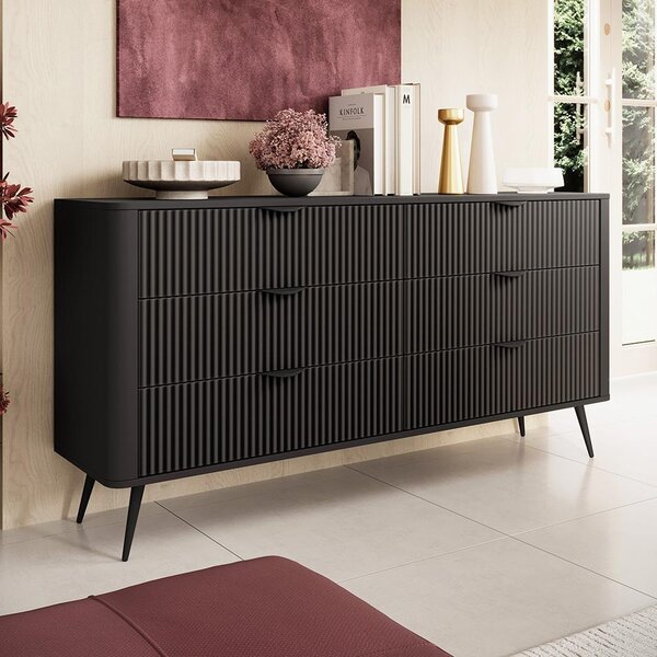 Obývací stěna LANTE č | sestava A | 3 díly | černá