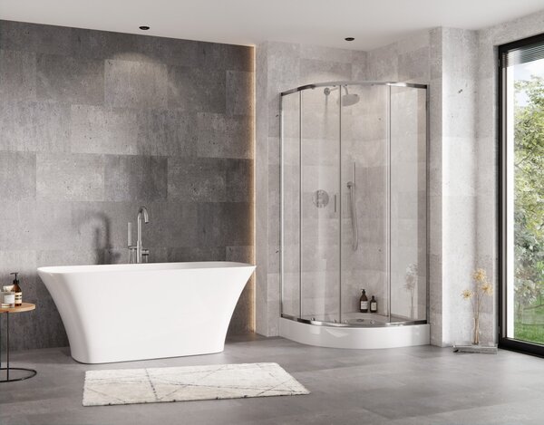 Besco Čtvrtkruhový sprchový kout ZARYA CHROM HR 80x80 (90x90), výška 190 cm - bez vaničky Rozměry (cm): 80x80