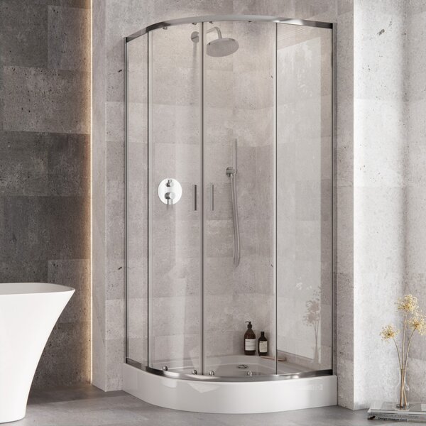 Besco Čtvrtkruhový sprchový kout ZARYA CHROM HR 80x80 (90x90), výška 190 cm - bez vaničky Rozměry (cm): 80x80