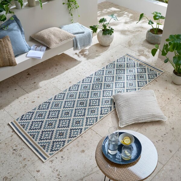 Žluto-modrý vnitřní a venkovní koberec 80x230 cm Zia Trellis – Flair Rugs