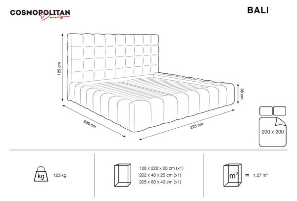 Béžová čalouněná dvoulůžková postel s úložným prostorem s roštem 200x200 cm Bali – Cosmopolitan Design