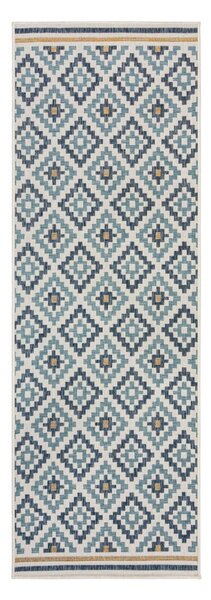 Žluto-modrý vnitřní a venkovní koberec 80x230 cm Zia Trellis – Flair Rugs