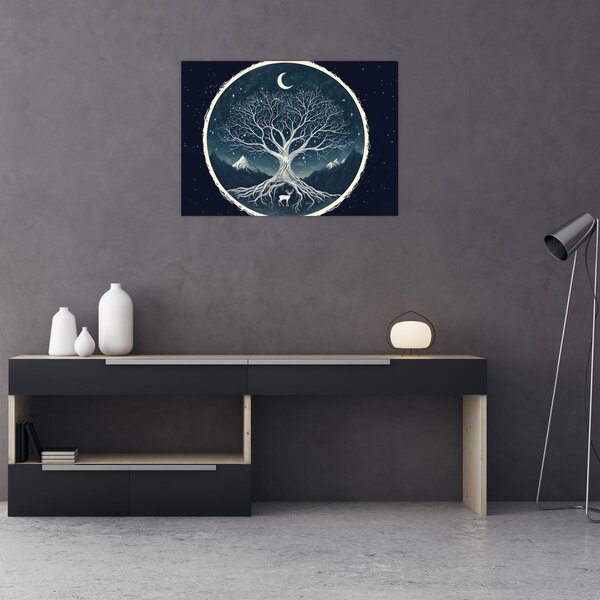 Obraz - Magický strom s jelenem II. (70x50 cm)