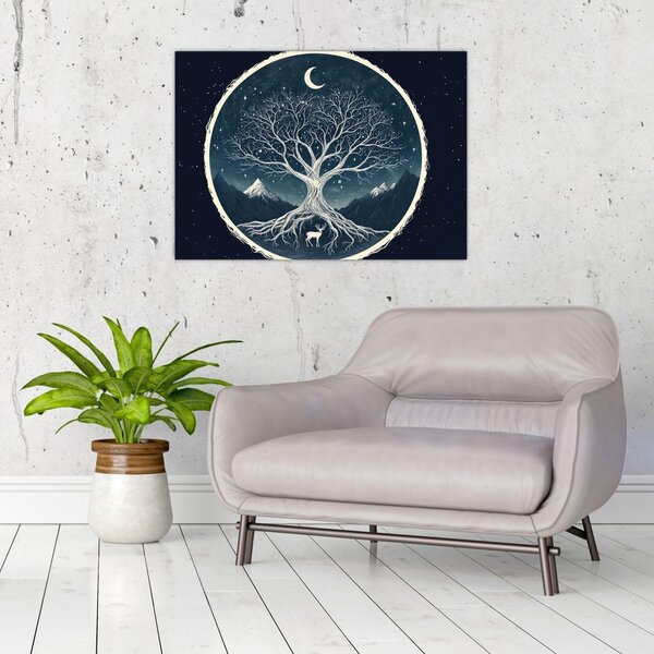Obraz - Magický strom s jelenem II. (70x50 cm)