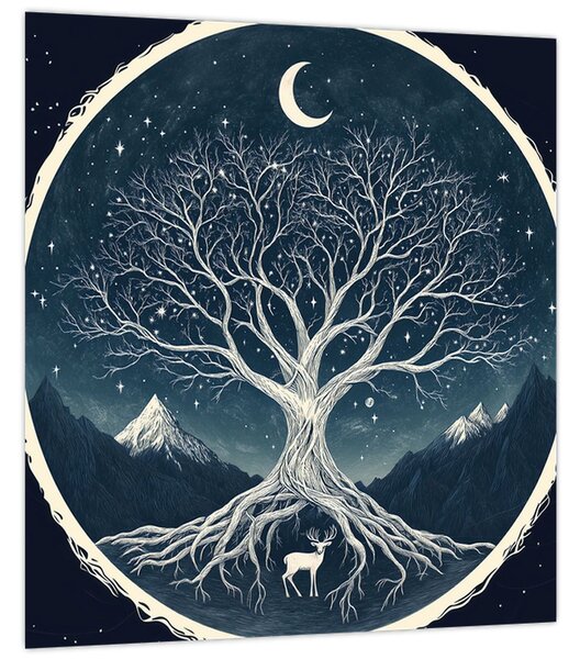 Obraz - Magický strom s jelenem II. (30x30 cm)