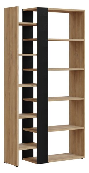 Knihovna v dekoru dubu v černo-přírodní barvě 80x152 cm Axel – Marckeric