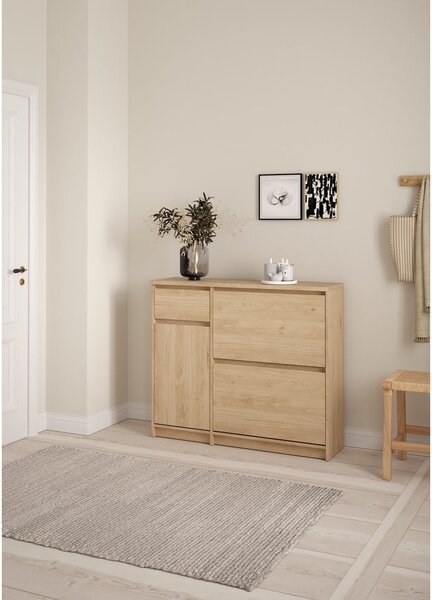 Výklopný botník v dekoru dubu v přírodní barvě 109x93x32 cm Naia – Tvilum