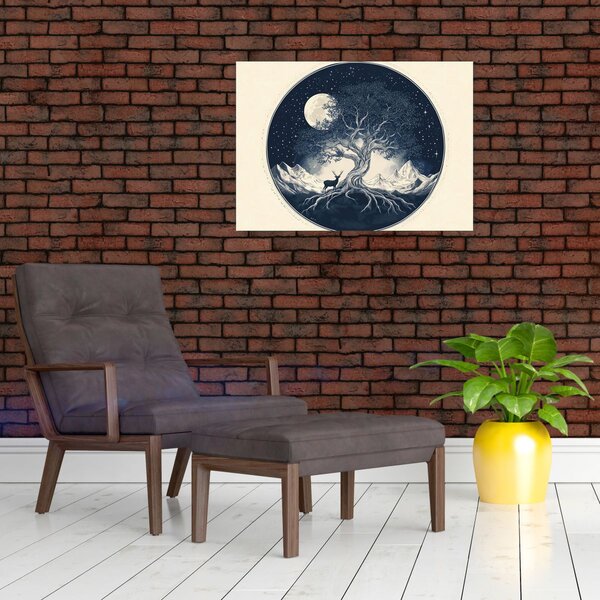 Obraz - Magický strom s jelenem I. (70x50 cm)
