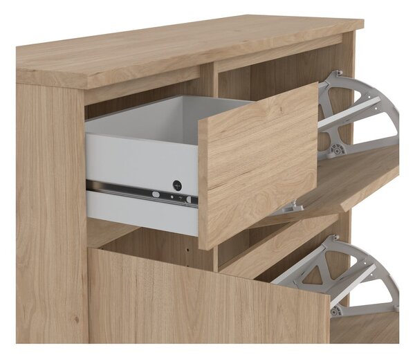 Výklopný botník v dekoru dubu v přírodní barvě 109x93x32 cm Naia – Tvilum