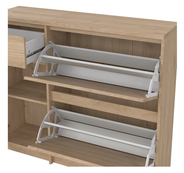 Výklopný botník v dekoru dubu v přírodní barvě 109x93x32 cm Naia – Tvilum