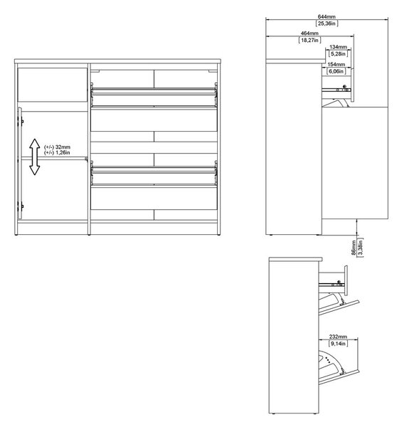 Výklopný botník v dekoru dubu v přírodní barvě 109x93x32 cm Naia – Tvilum