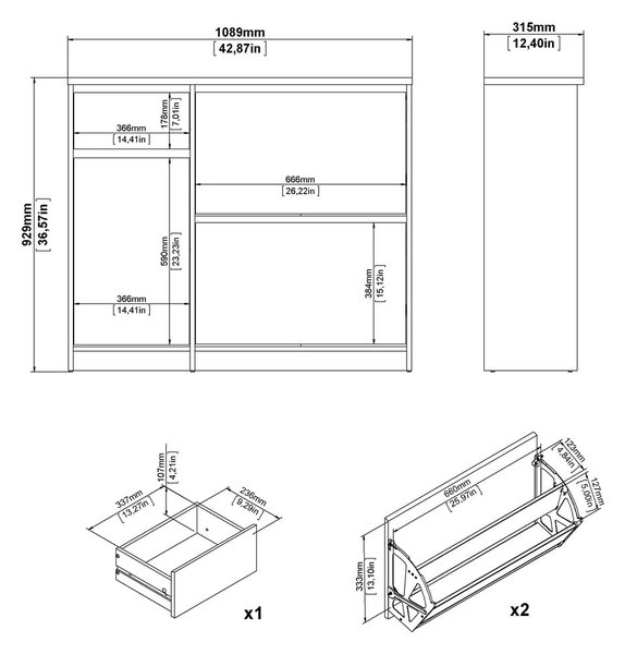 Výklopný botník v dekoru dubu v přírodní barvě 109x93x32 cm Naia – Tvilum