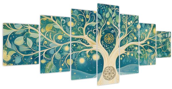 Obraz - Magický strom se spirálami (210x100 cm)