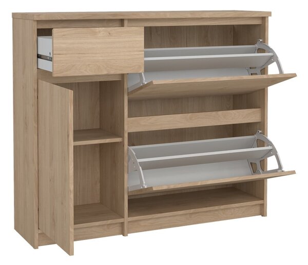Výklopný botník v dekoru dubu v přírodní barvě 109x93x32 cm Naia – Tvilum
