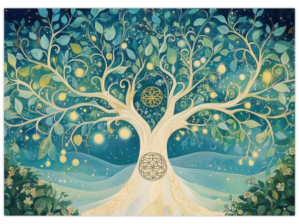 Obraz - Magický strom se spirálami (70x50 cm)
