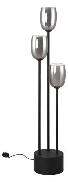 Stojací lampa se skleněným stínidlem v černo-stříbrné barvě (výška 140 cm) Barret – Trio Select