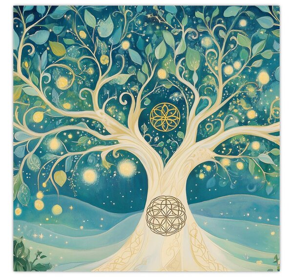 Obraz - Magický strom se spirálami (30x30 cm)