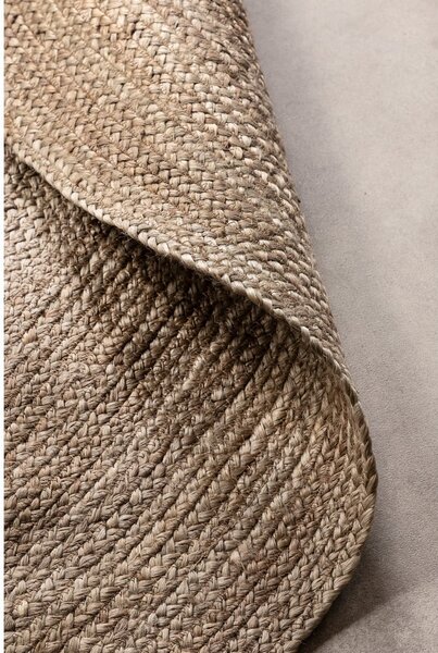 Šedobéžový oboustranný jutový kulatý koberec ø 100 cm Braided – Hanse Home