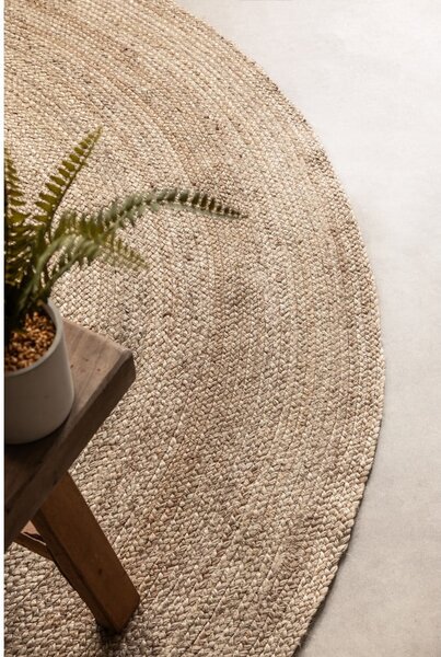 Šedobéžový oboustranný jutový kulatý koberec ø 100 cm Braided – Hanse Home