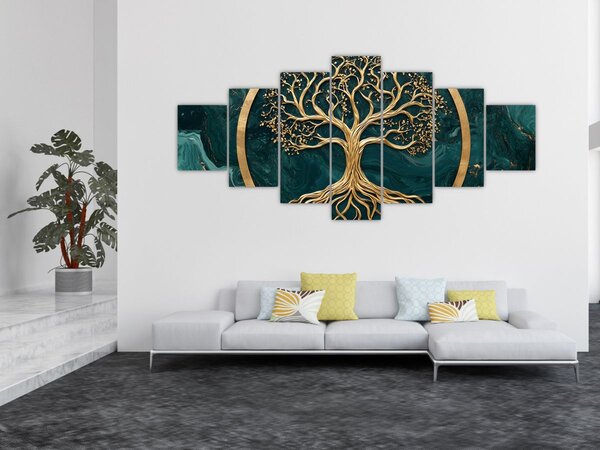 Obraz - Zlatý strom života v mramoru (210x100 cm)