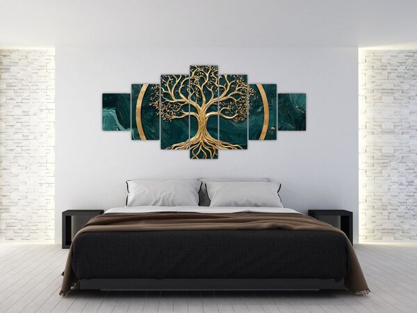 Obraz - Zlatý strom života v mramoru (210x100 cm)