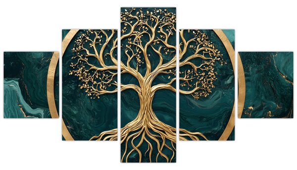 Obraz - Zlatý strom života v mramoru (125x70 cm)