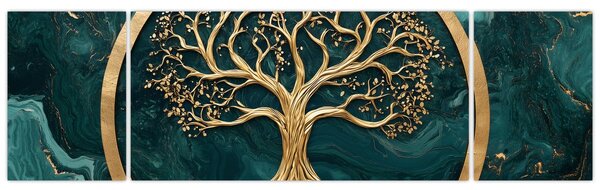 Obraz - Zlatý strom života v mramoru (170x50 cm)