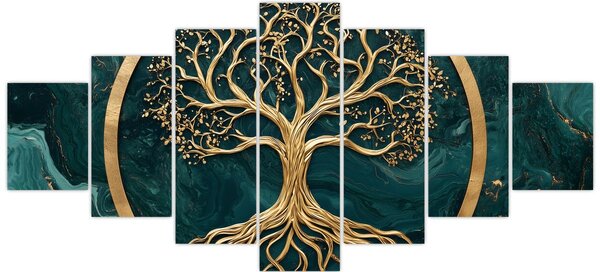 Obraz - Zlatý strom života v mramoru (210x100 cm)