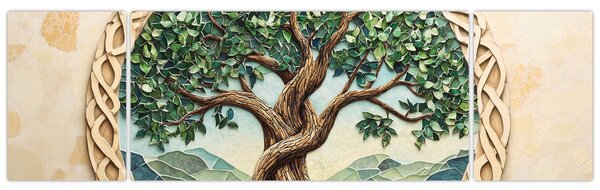Obraz - Spletený strom života (170x50 cm)