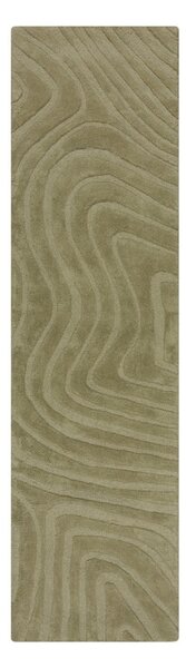 Khaki ručně tkaný vlněný běhoun 60x230 cm Mesmerise Sage – Flair Rugs