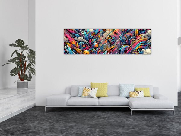 Obraz - Pestrobarevné graffiti (170x50 cm)