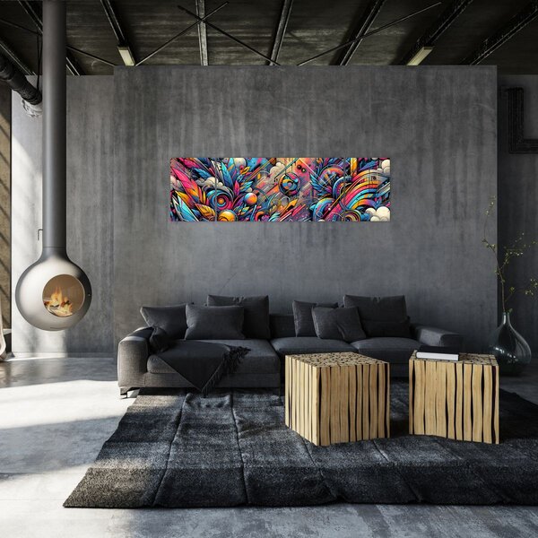 Obraz - Pestrobarevné graffiti (170x50 cm)