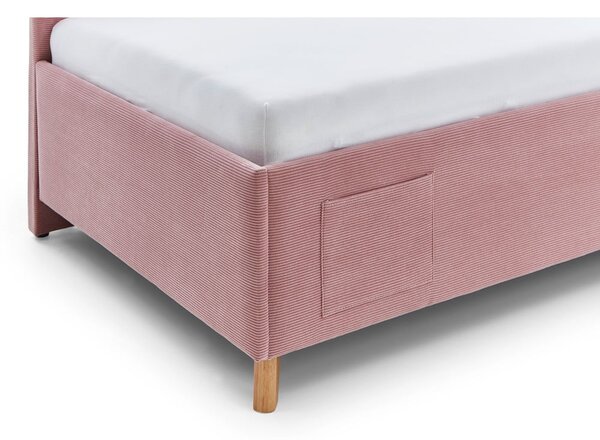 Růžová čalouněná rohová dětská postel bez roštu 140x200 cm Cool – Meise Möbel