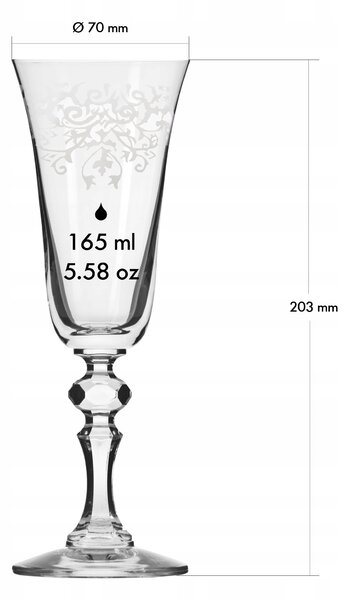 Skleničky na šampaňské zdobené Krosno 150 ml 6 ks