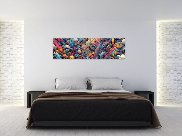 Obraz - Pestrobarevné graffiti (170x50 cm)