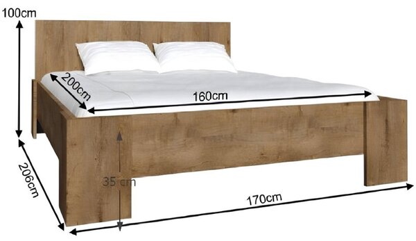 Kondela Postel MONTANA L1 160x200, dub lefkas tmavý