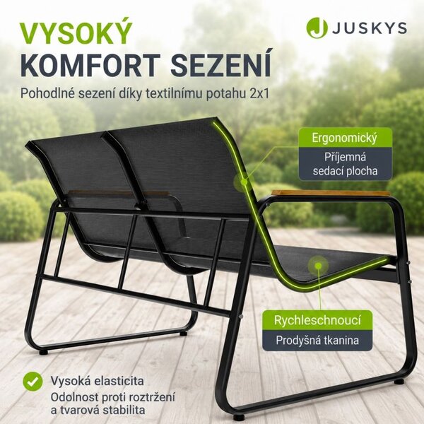 Zahradní sestava s lavicí, 2 křesly a stolkem, antracitová