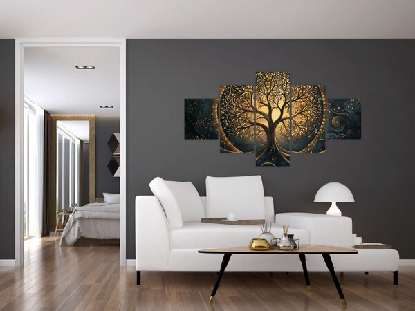 Obraz - Strom se zlatou aurou (125x70 cm)
