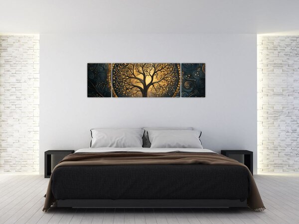 Obraz - Strom se zlatou aurou (170x50 cm)