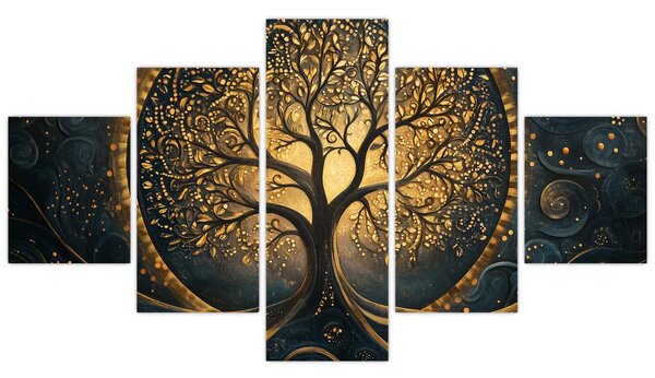 Obraz - Strom se zlatou aurou (125x70 cm)