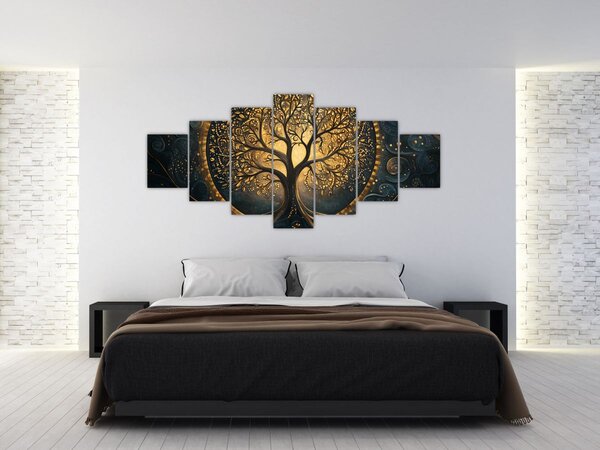 Obraz - Strom se zlatou aurou (210x100 cm)