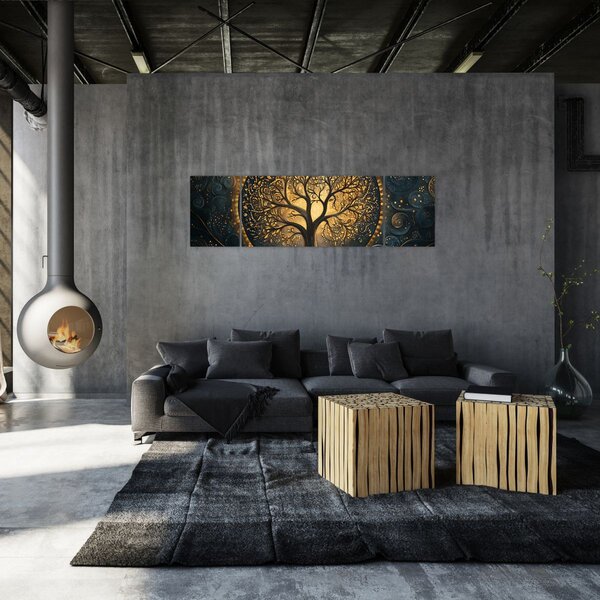 Obraz - Strom se zlatou aurou (170x50 cm)