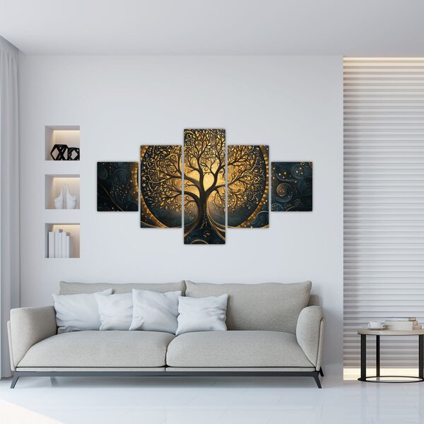 Obraz - Strom se zlatou aurou (125x70 cm)