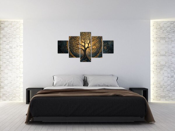 Obraz - Strom se zlatou aurou (125x70 cm)