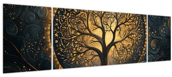Obraz - Strom se zlatou aurou (170x50 cm)